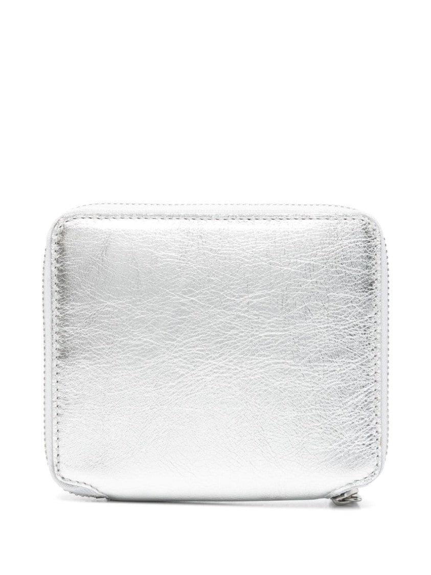 Comme Des Garçons Silver Calfskin Leather Zip-Around Wallet