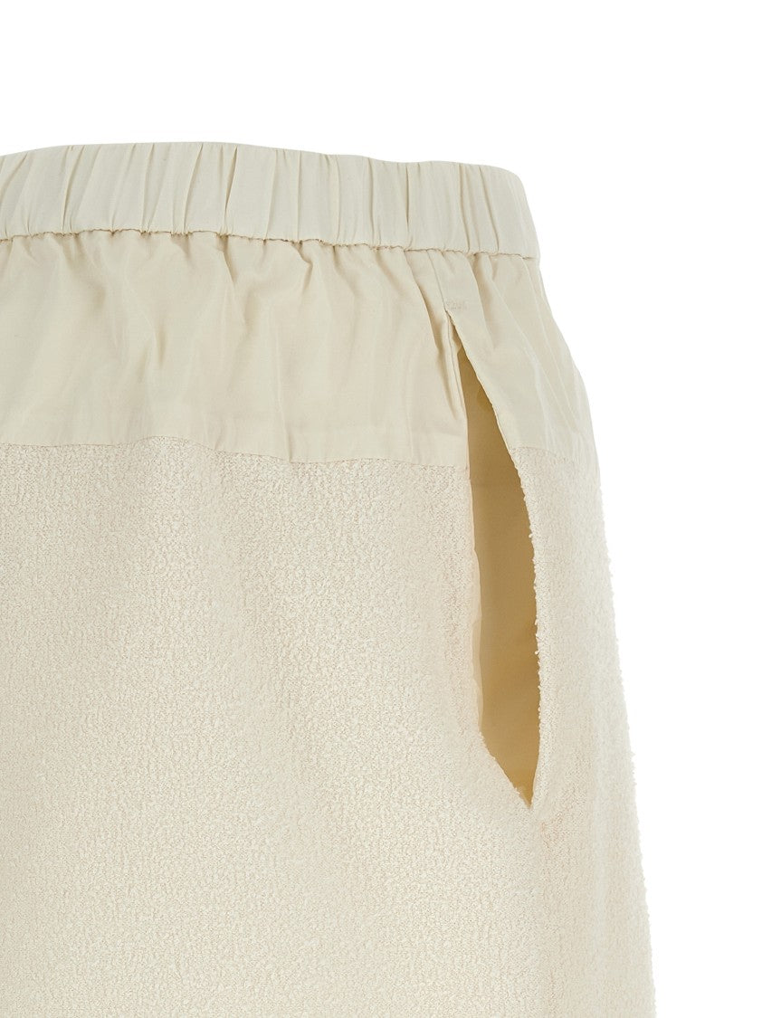 Moncler Bouclé Fabric Shorts With Adjustable Waist And Logo Detail
