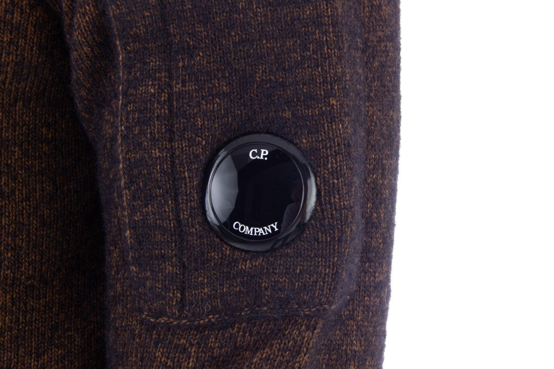 C.P. Company Textured Knit Pullover Hoodie With Logo Patch