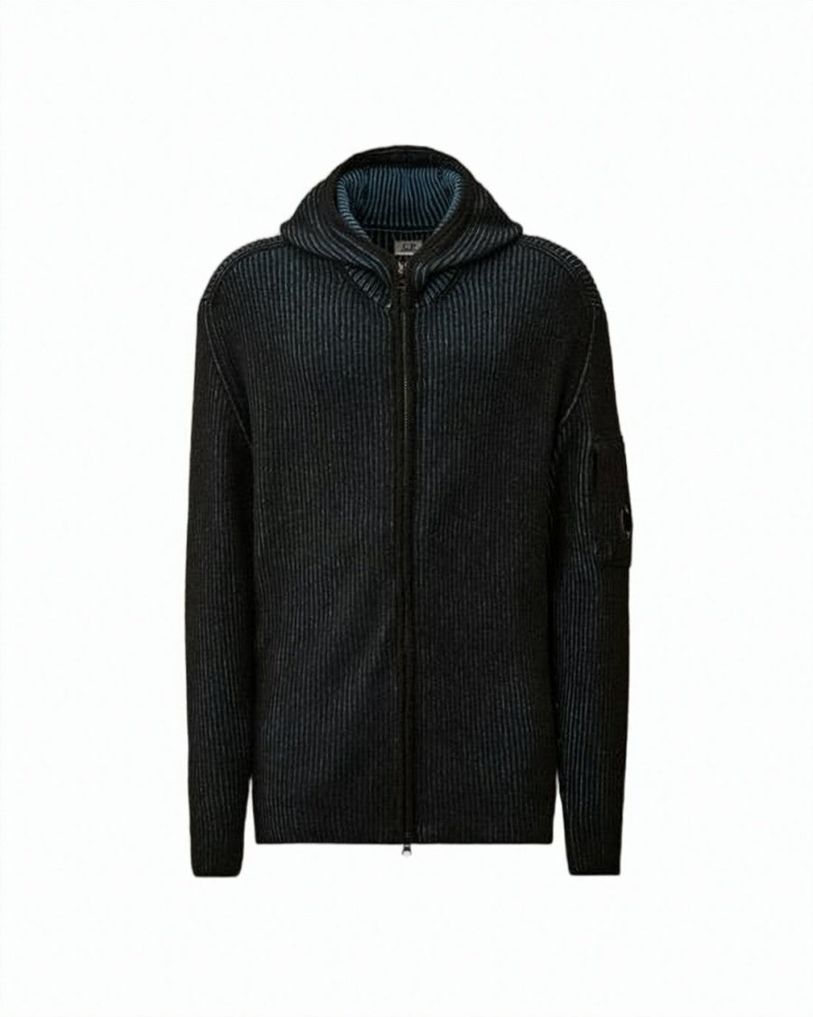 C.P. Company Ribbed Knit Zip-Through Sweater With Hood