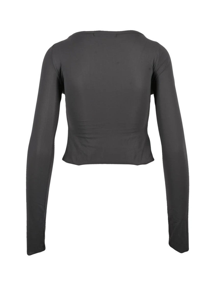 Ottolinger Brown Oval Cut-Out Detail Short Polyamide-Blend Top