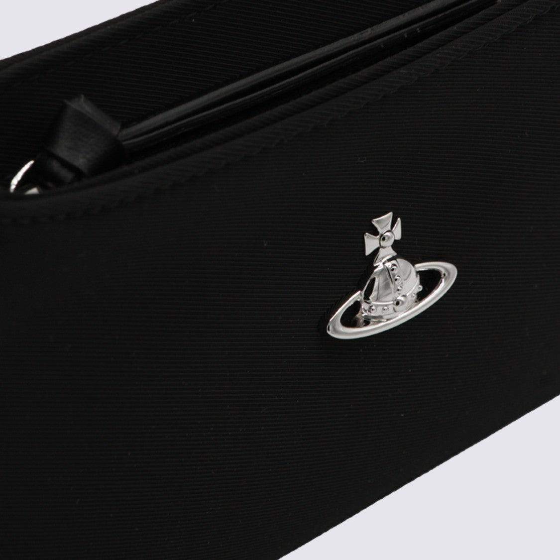 Vivienne Westwood Compact Shoulder Bag With Silver Emblem And Adjustable Strap