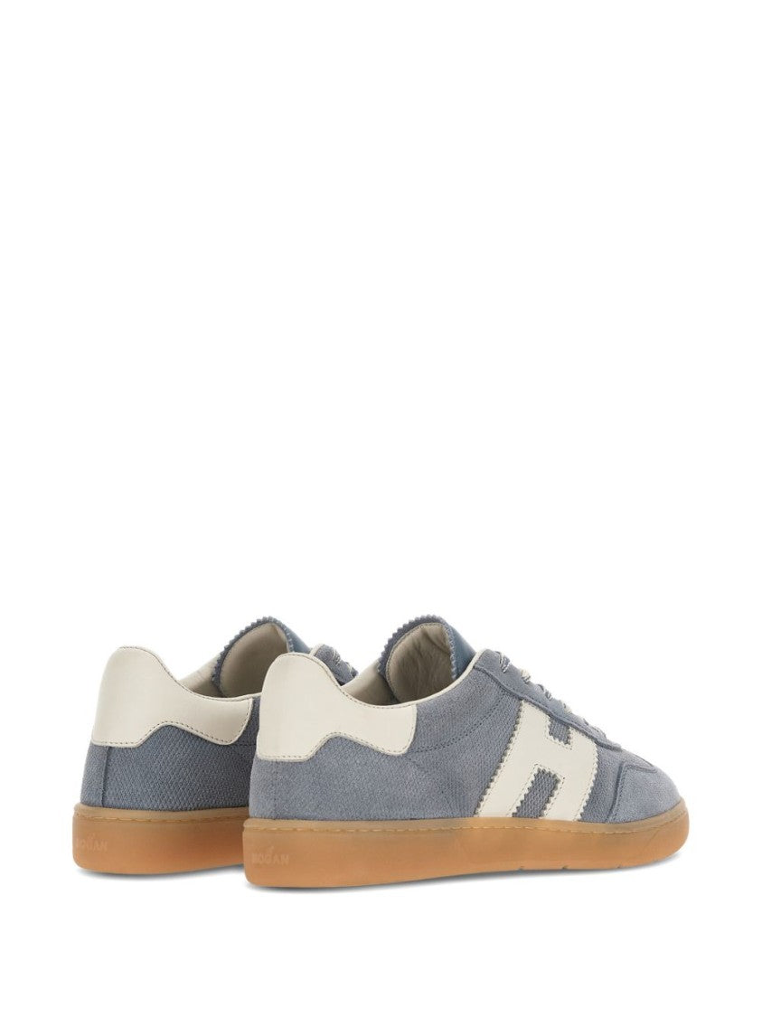Hogan Lace-Up Suede Flats With Logo Accent And Gum Sole