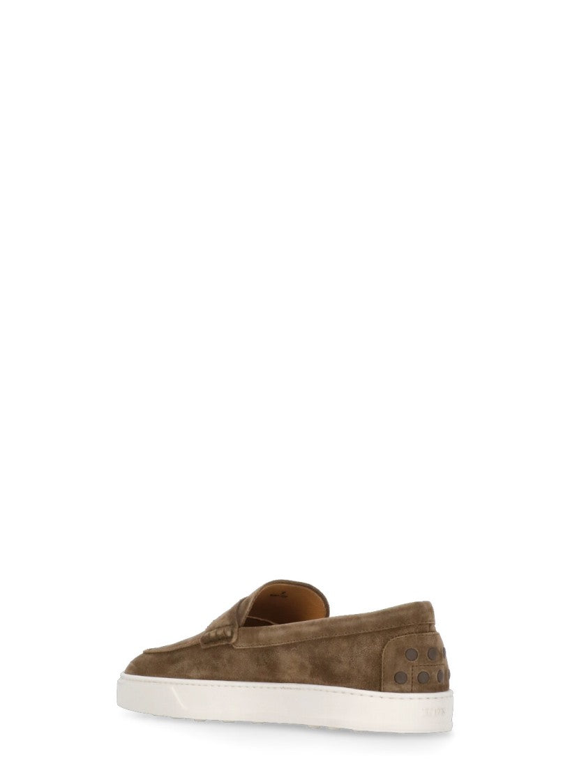 Tod's Brown Imprinted Logo Loafers