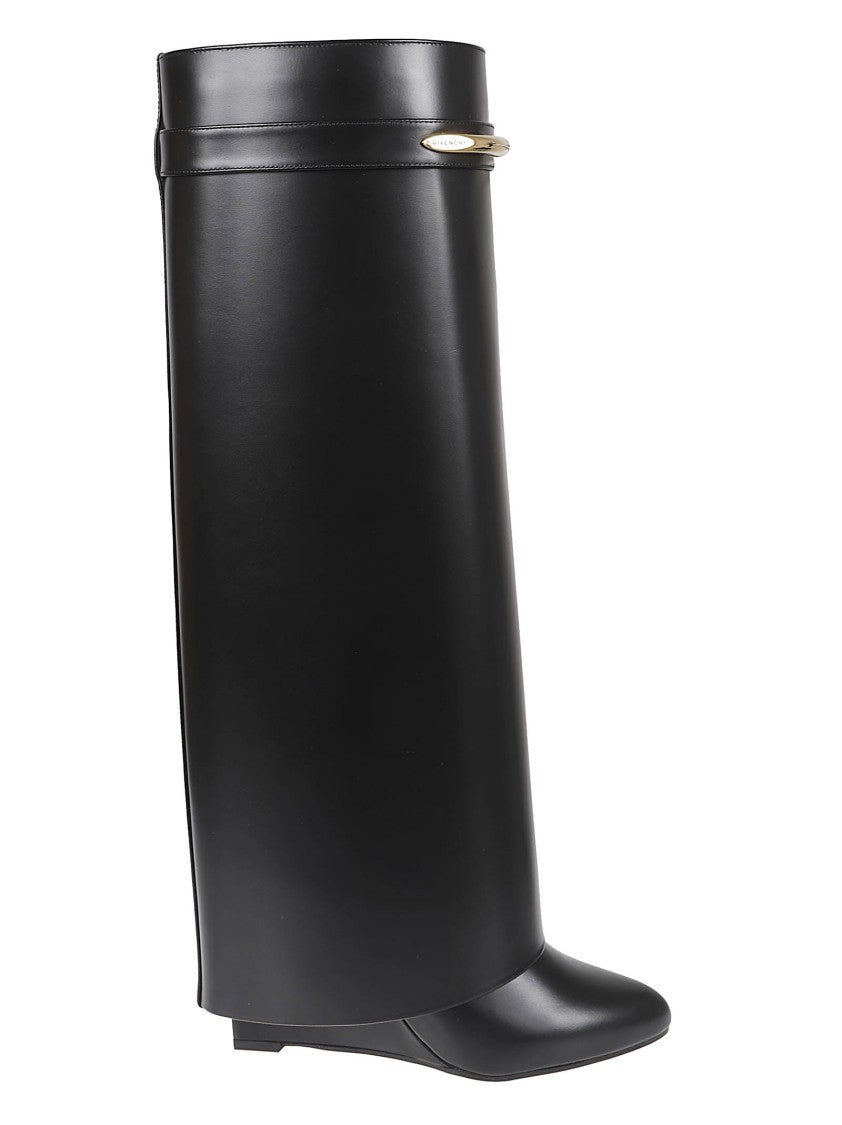 Givenchy Tall Black Boots And Metallic Detail