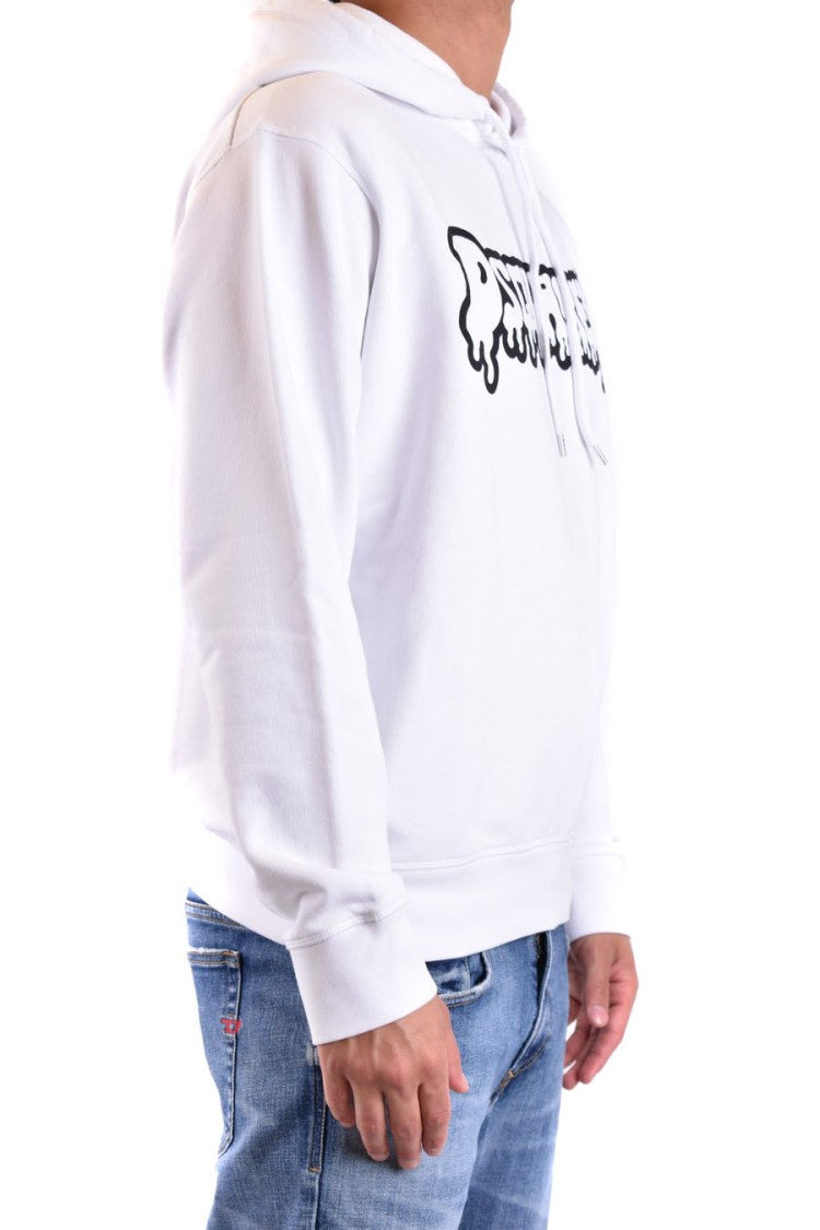 Dsquared2 White Cotton Drip-Logo Hoodie