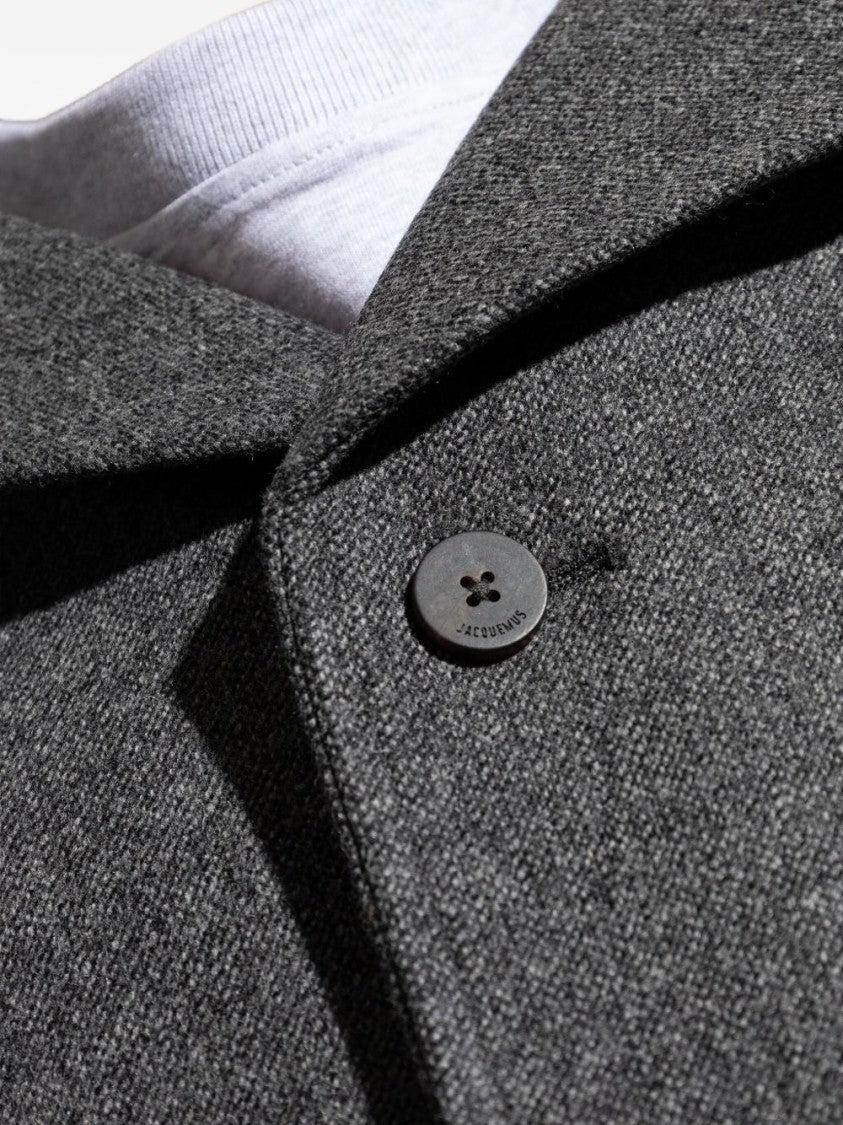 Jacquemus Grey Belted Coat With Notched Lapels