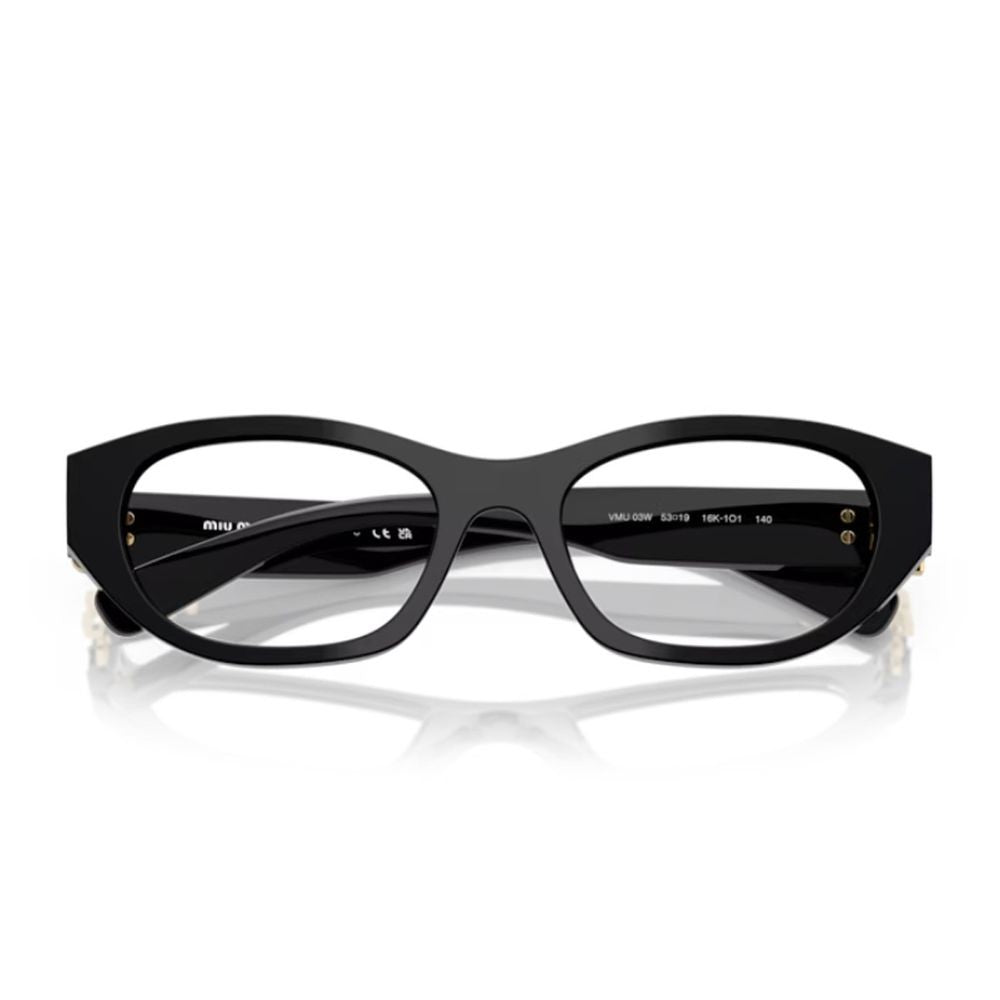 Miu Miu 0Mu 03Wv Oval Shape Black Acetate Optical Glasses