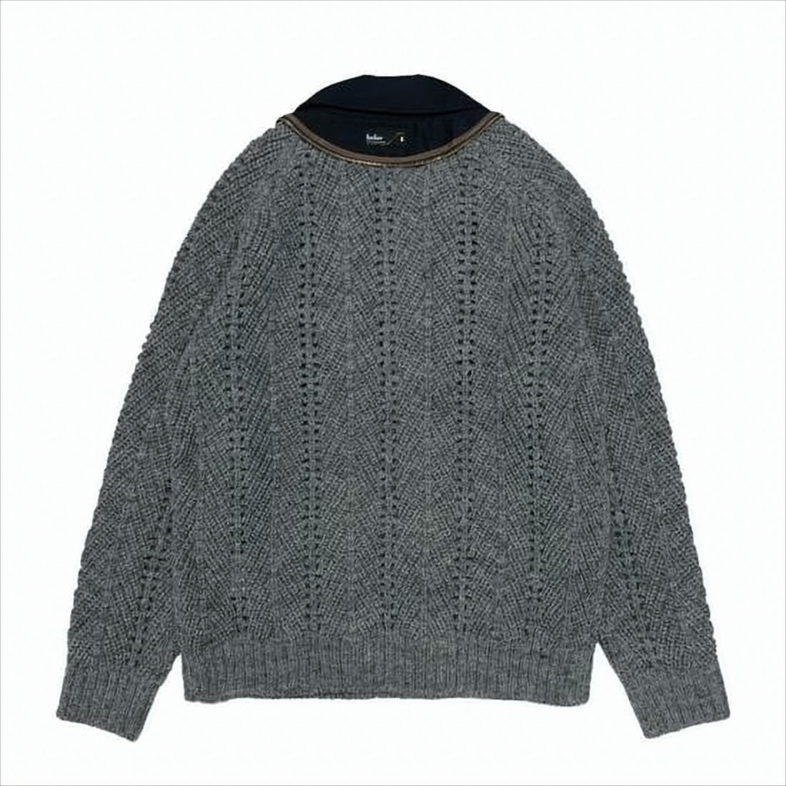 Kolor Textured Knit Wool Pullover With Unique Collar