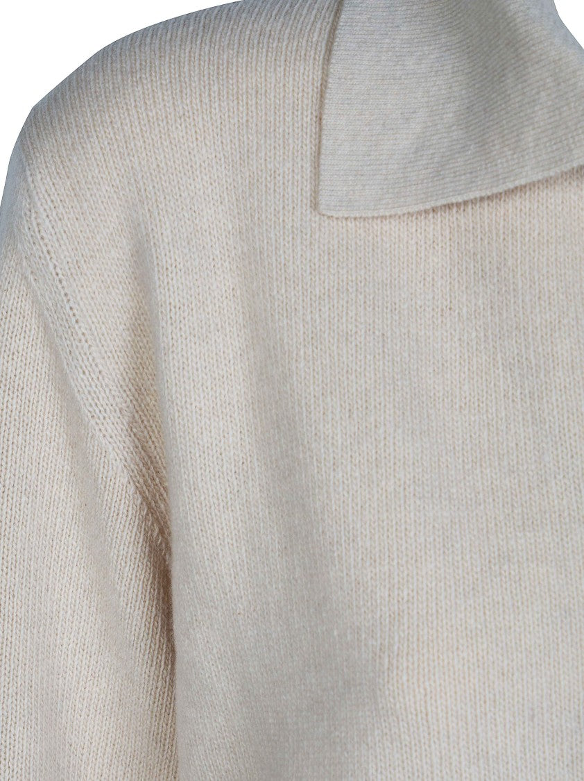 Victoria Beckham Polo Collar Jumper Ribbed V-Neck Top