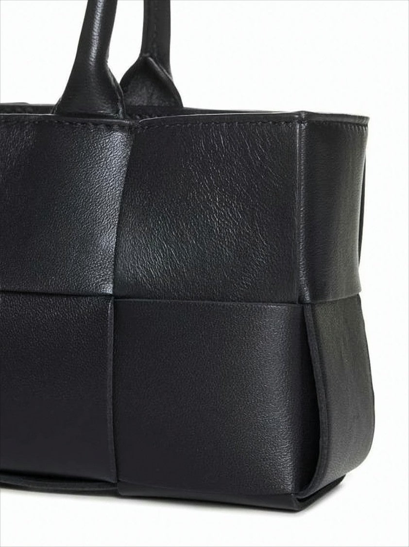 Bottega Veneta Rectangular Woven Black Lambskin Tote Bag