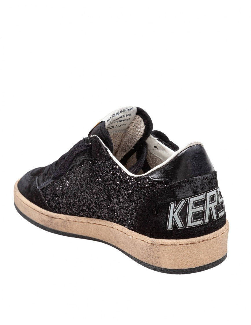 Golden Goose Ballstar In Suede And Glitter Color Black Sneakers