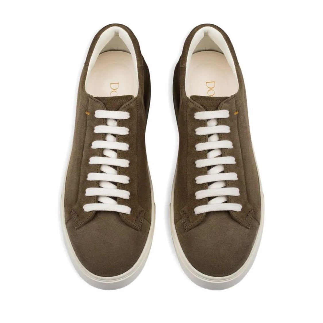 Doucal's Brown Smooth Suede Finish Refined Stitching Sneakers