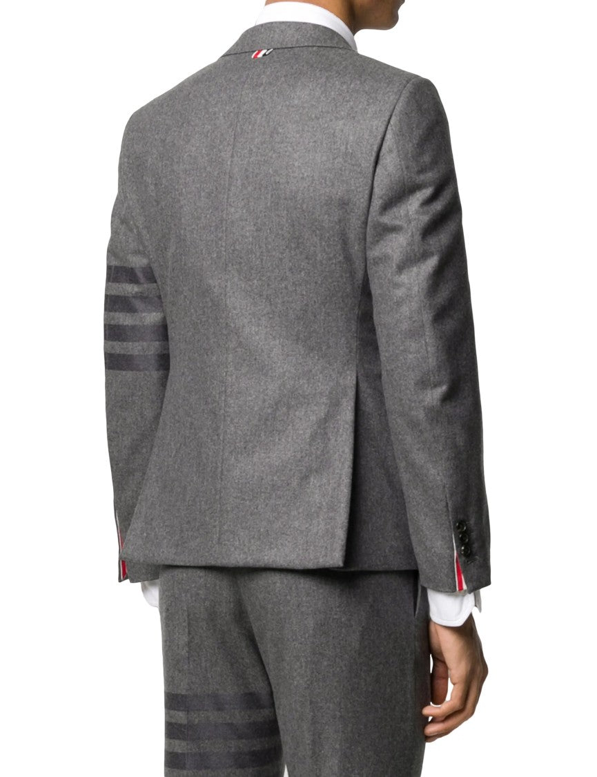 Thom Browne Tailored Grey Suit Jacket With Cashmere Blend And Signature Stripes