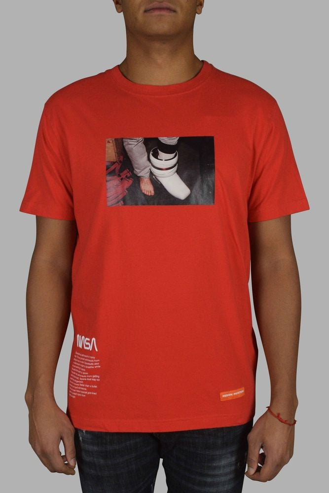 Heron Preston Red Cotton T-Shirt With Graphic Prints