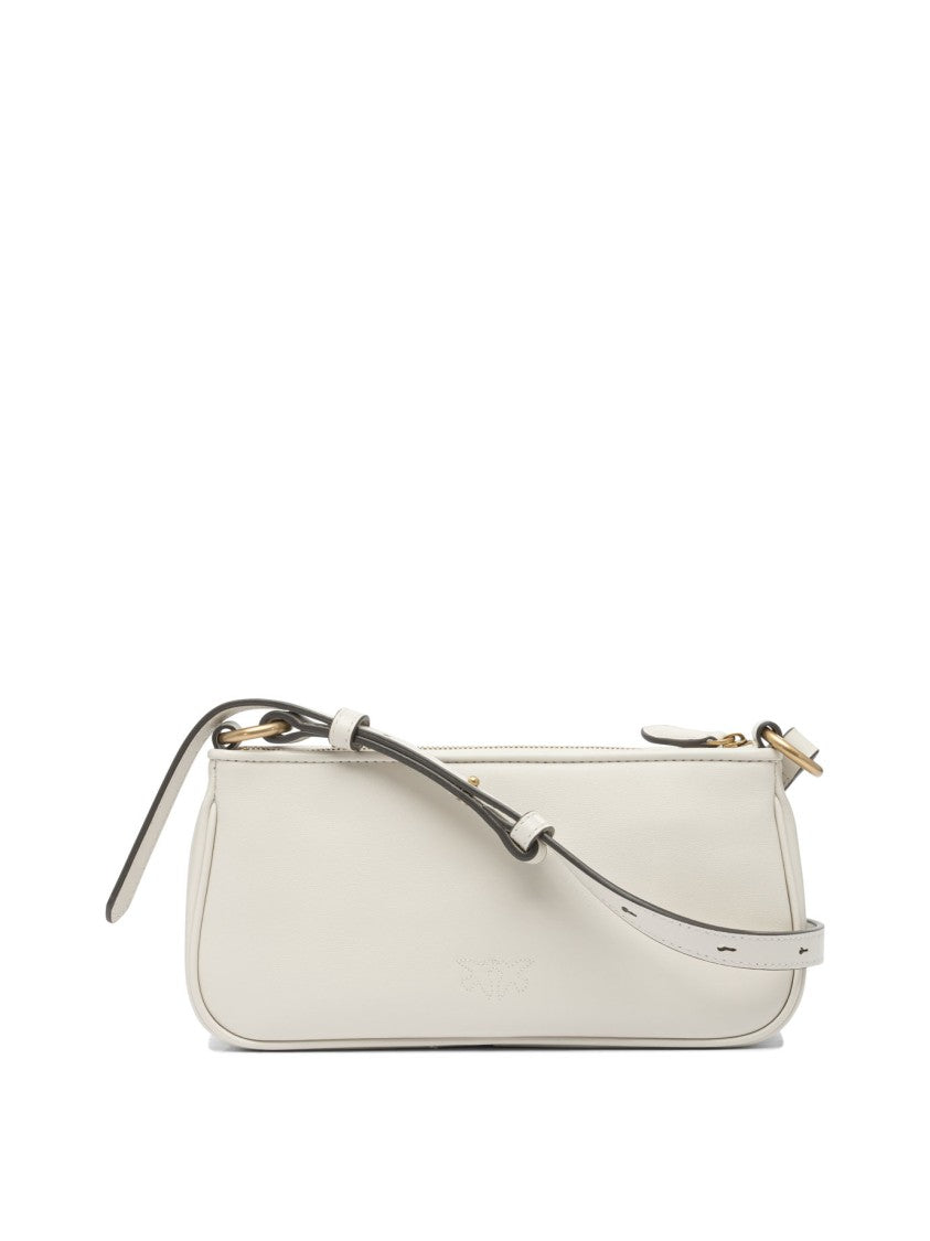 Pinko Structured White Leather Crossbody Bag