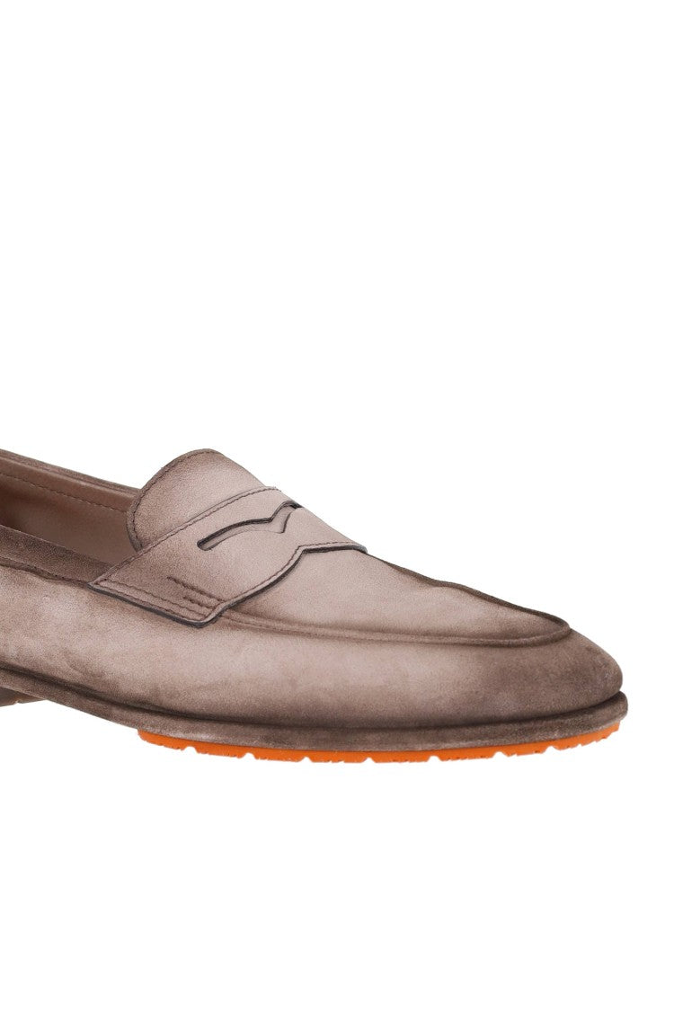 Santoni Carlo Patina Suede Driver Loafers