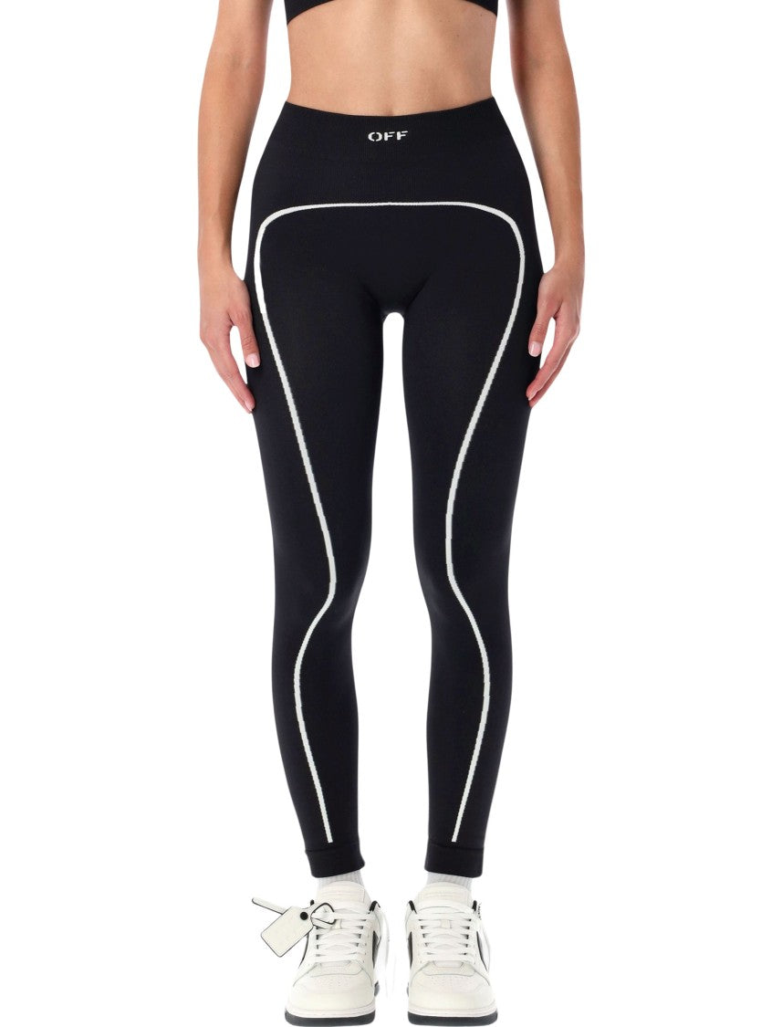 Off-White Seamless High-Rise Leggings With Contrasting Piping