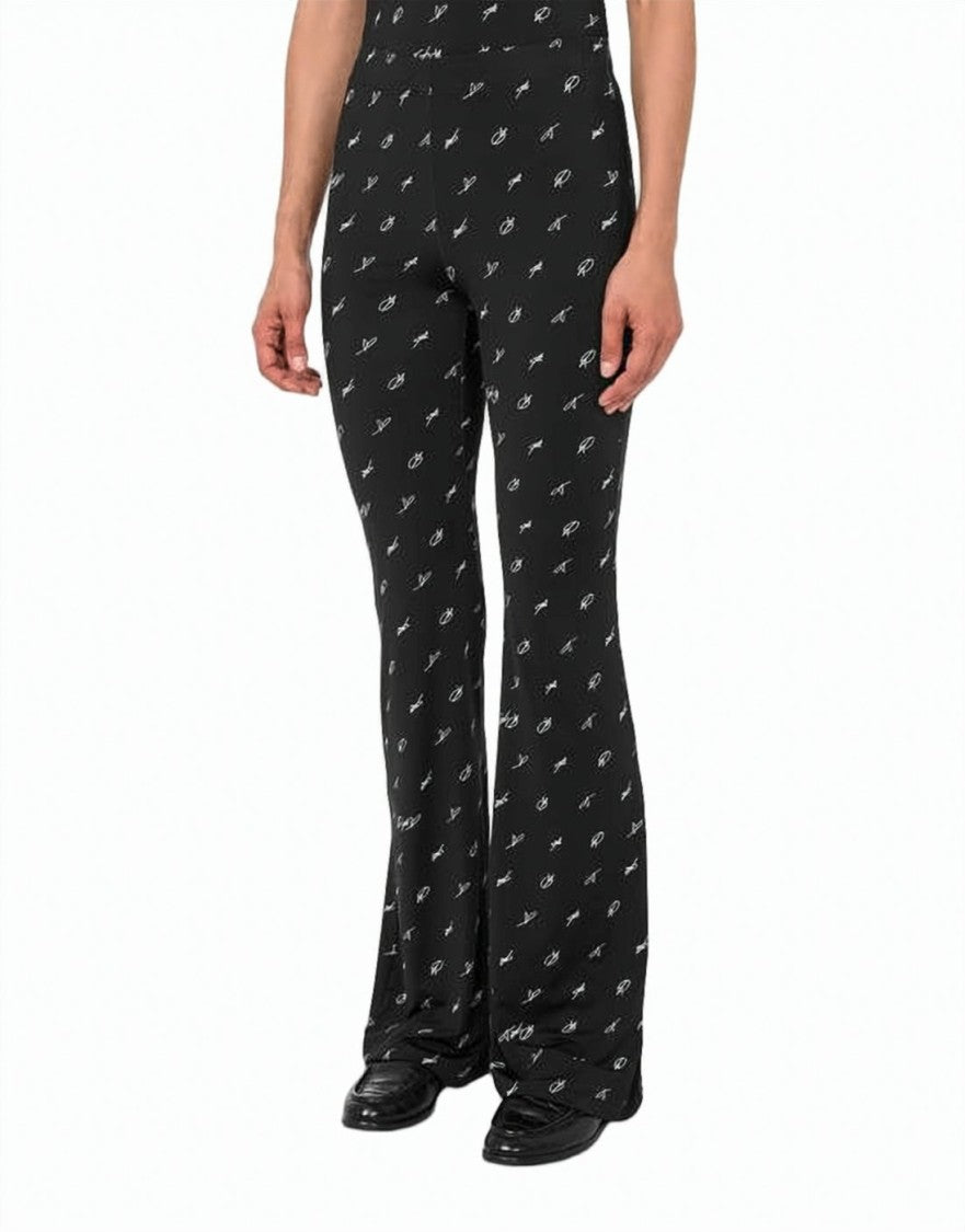 Moschino Fitted Flared Pants With All-Over Logo Pattern