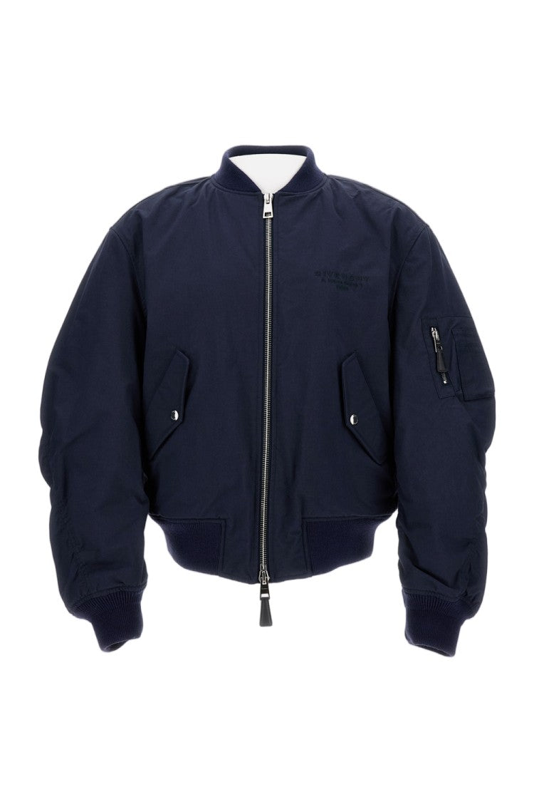 Givenchy Cotton Blend Bomber Jacket With Metal Zip Closure And Flap Pockets