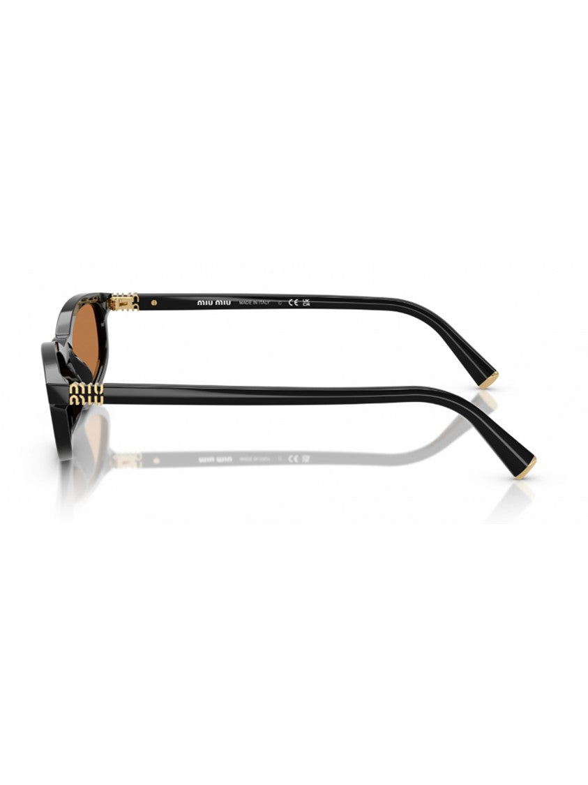 Miu Miu A06s Sole Narrow Rectangular Gold Sunglasses
