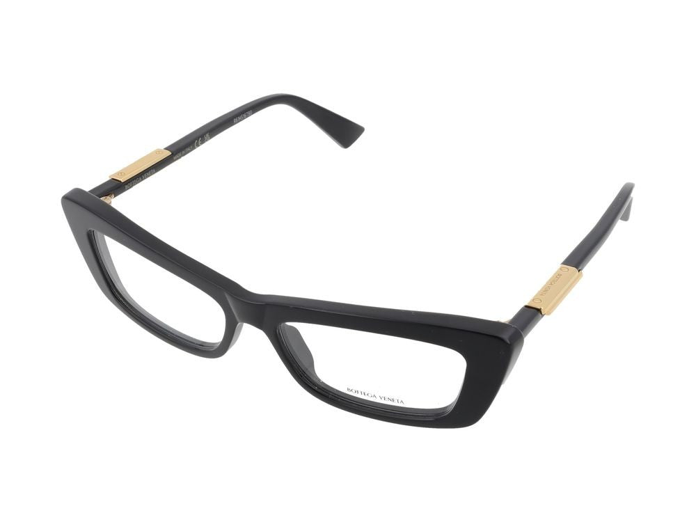 Bottega Veneta Black Gold Accent Bold Rectangular Eyeglasses