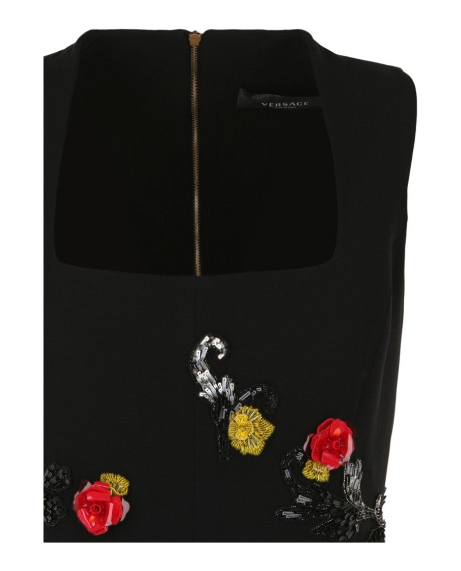 Versace Sleeveless Embroidered Rose Gown