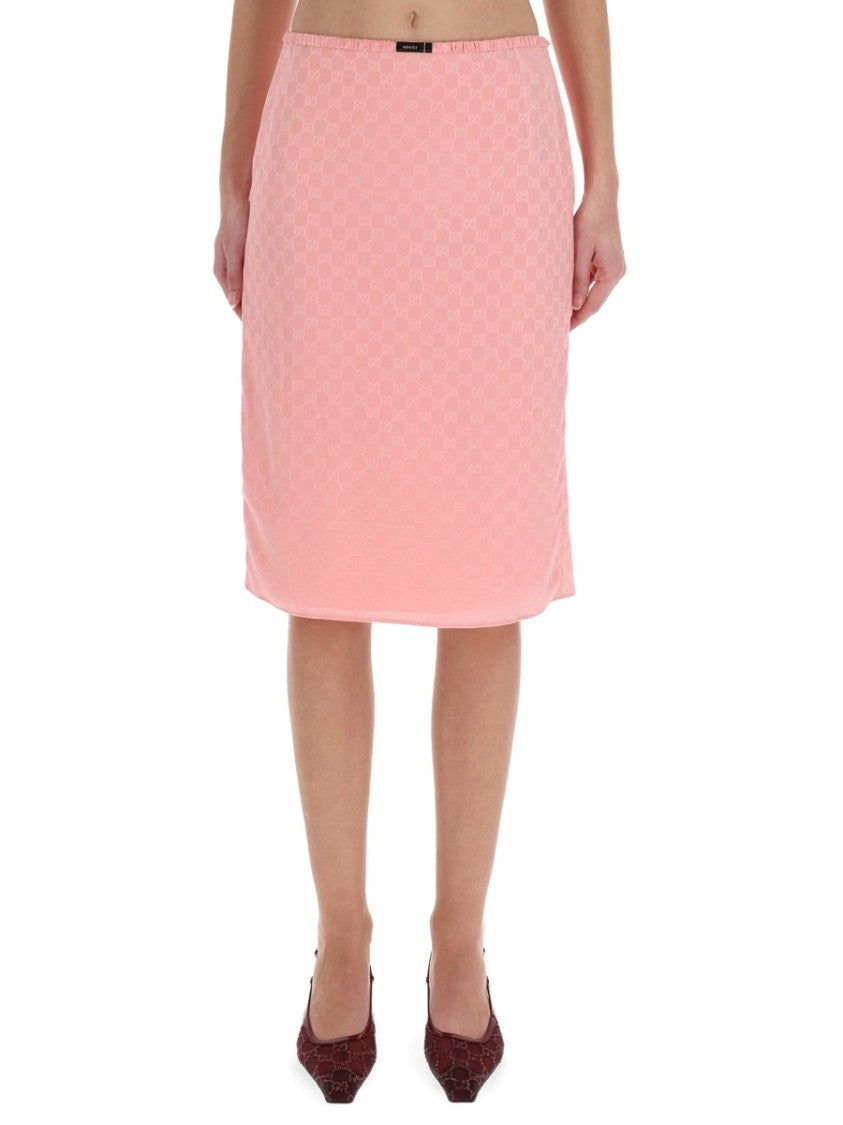Gucci Knee-Length Silk Skirt With Subtle Tonal Pattern
