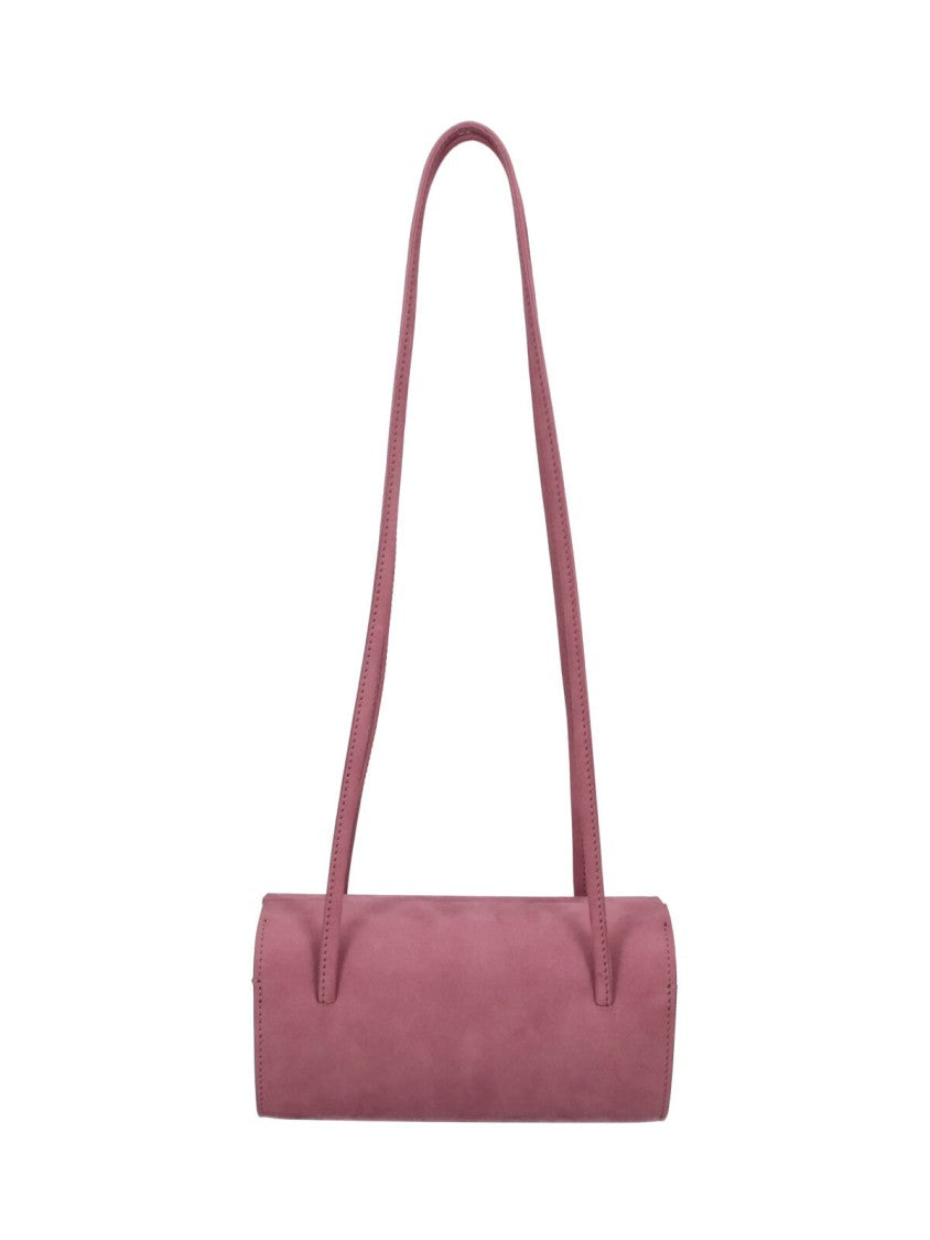 Fane Pink Mie Cylindrical Nubuck Leather Shoulder Bag