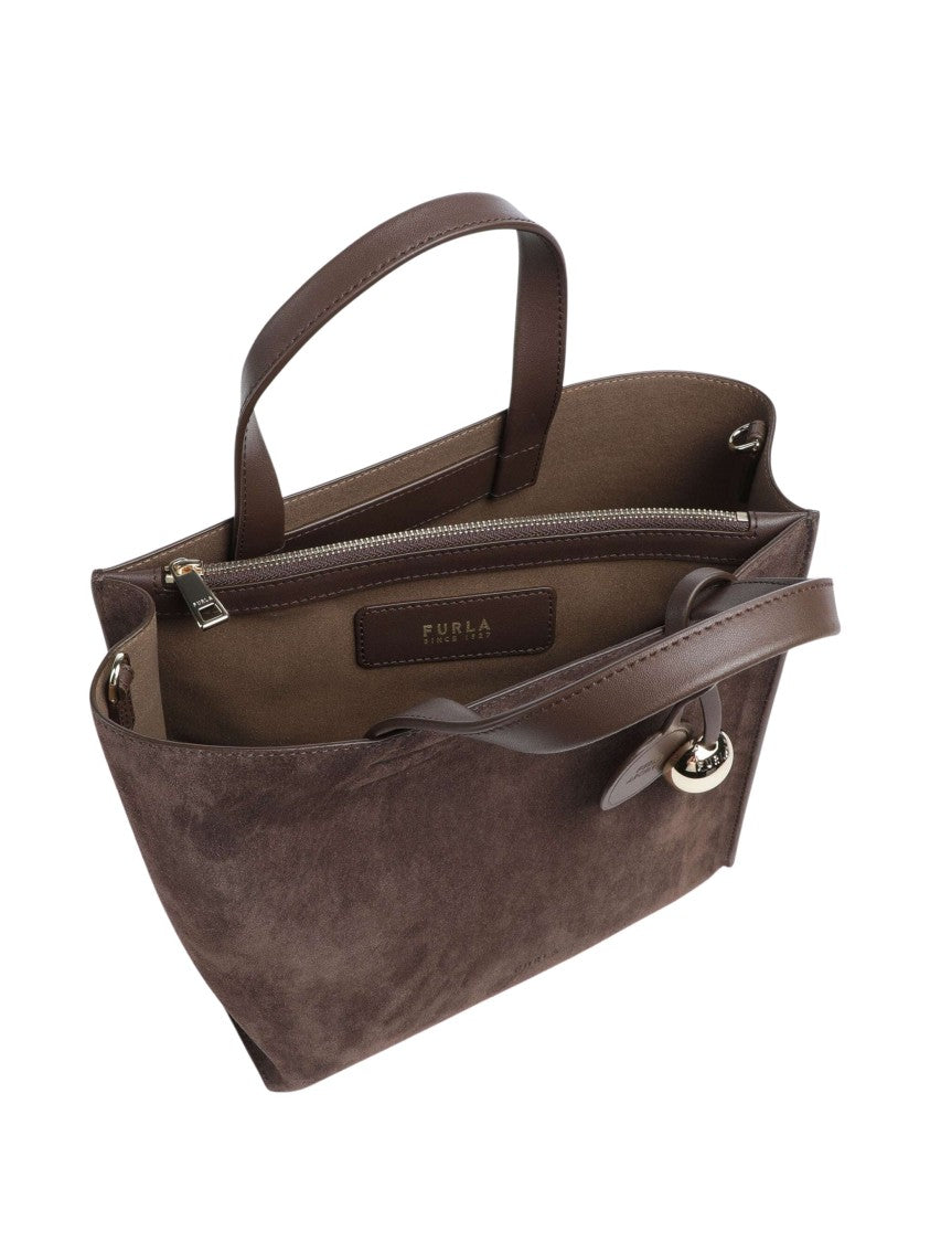 Furla Structured Suede And Leather Tote With Gold-Tone Fittings