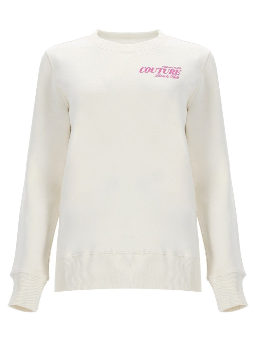 Versace Jeans Couture Off-White Cotton Graphic Printed Sweatshirt