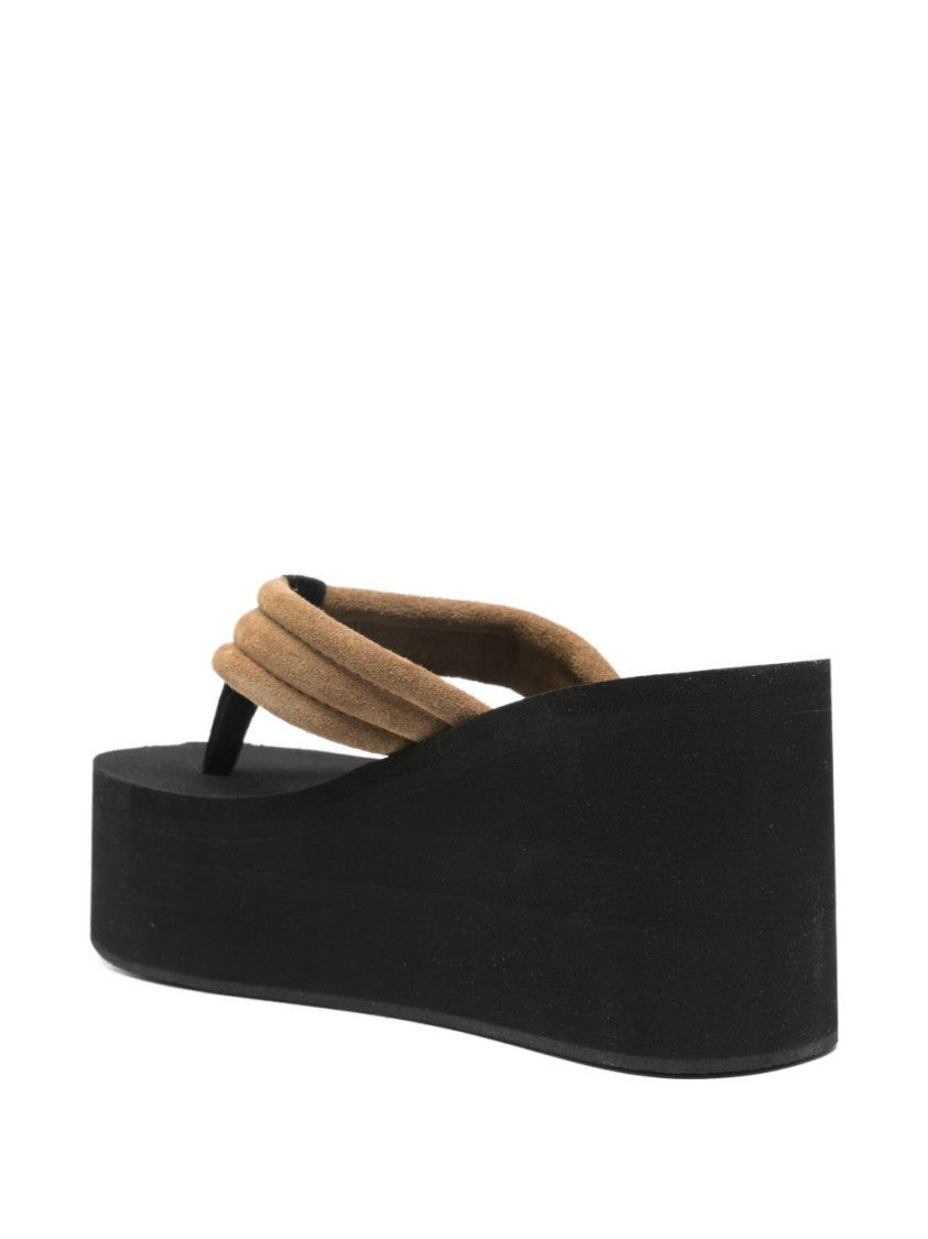 Coperni Black Brown Logo Plaque Platform Sandals