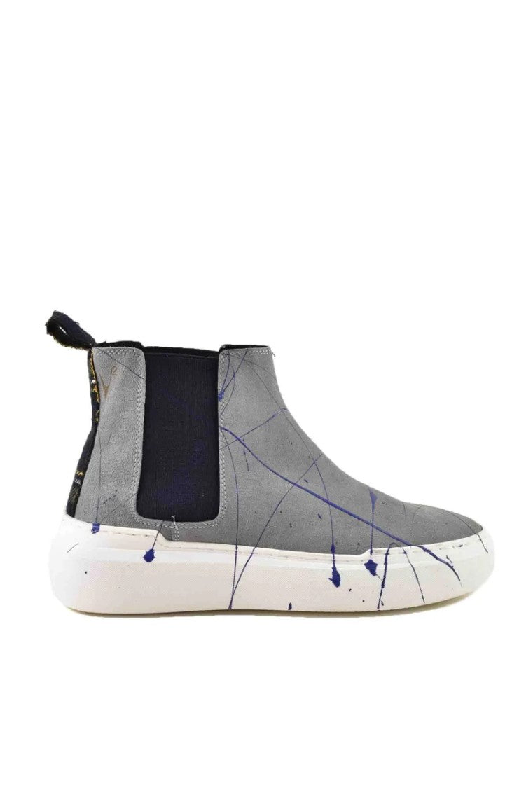 V2 Brand Grey Elastic Leather Boots