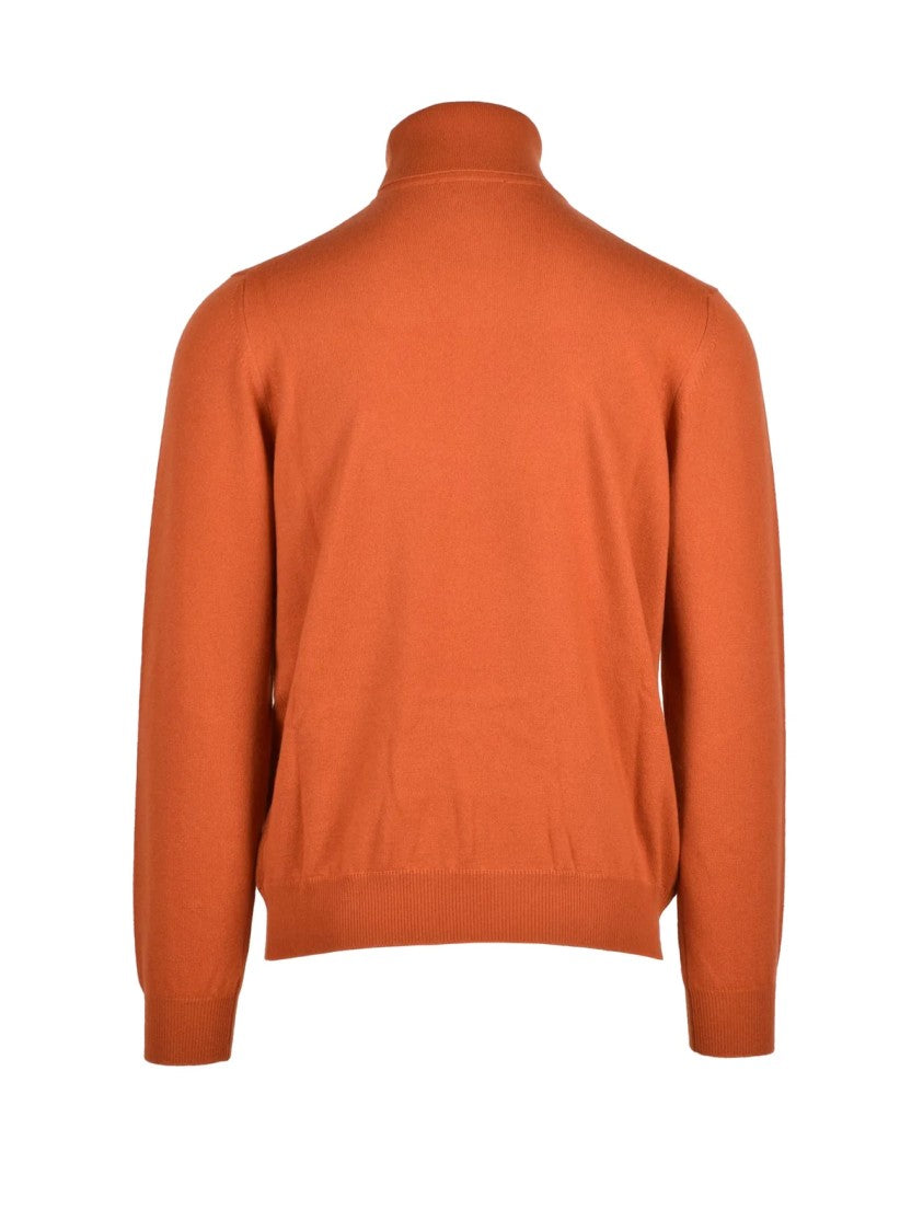 Alpha Studio High-Neck Brown Cashmere Turtleneck Sweater