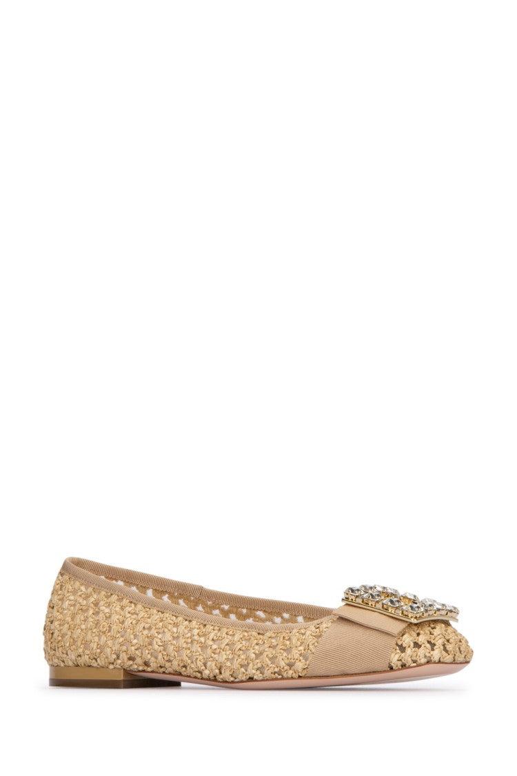 Roger Vivier Woven Texture Flats With Signature Toe Embellishment
