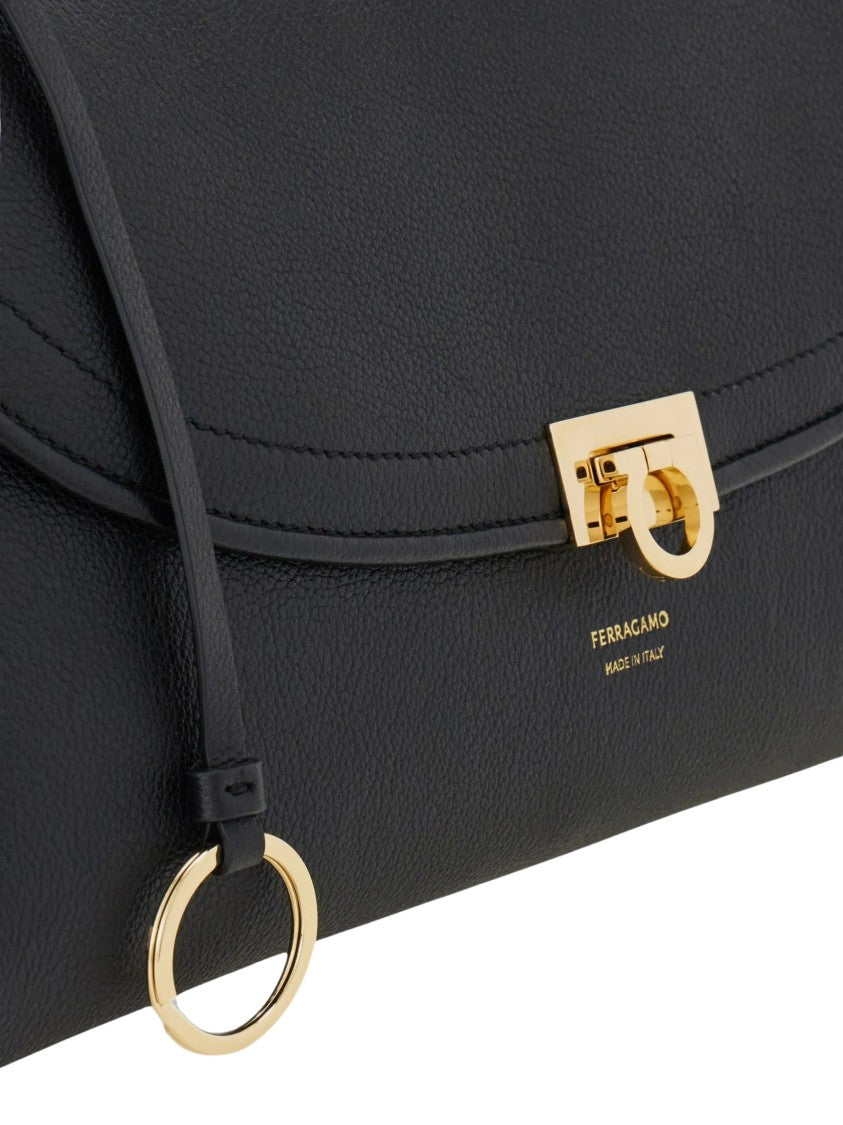 Salvatore Ferragamo Sh M Sleek Structured Calf Leather Shoulder Bag