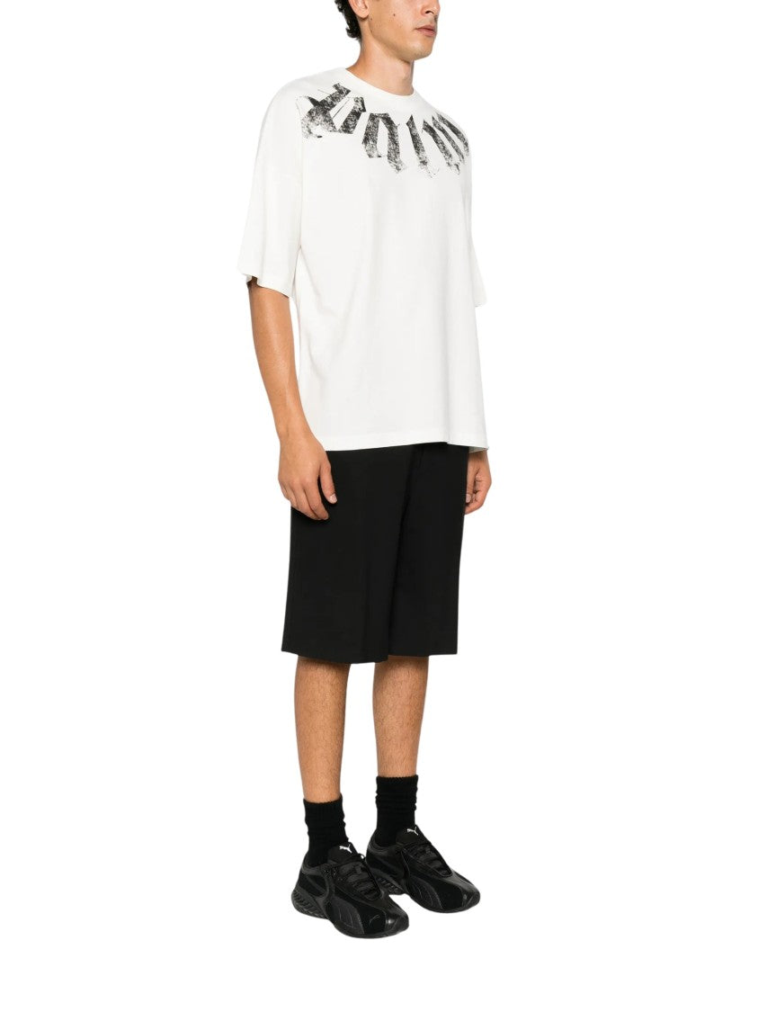 Palm Angels Big Neck White Logo Cotton T-Shirt