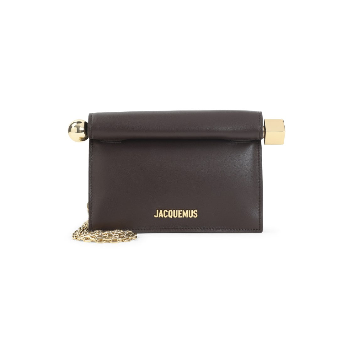 Jacquemus Dark Brown Leather La Pochette Rond Carré
