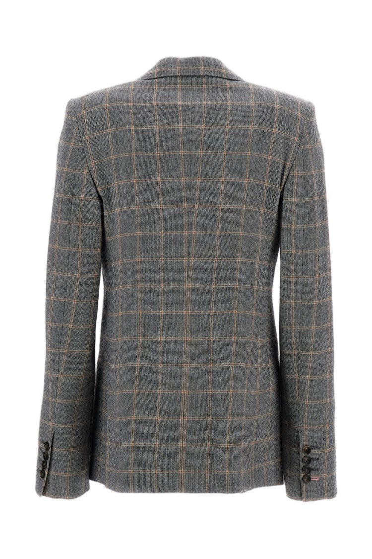 Stella Mccartney Multicolored Check Single-Breasted Virgin Wool Blazer