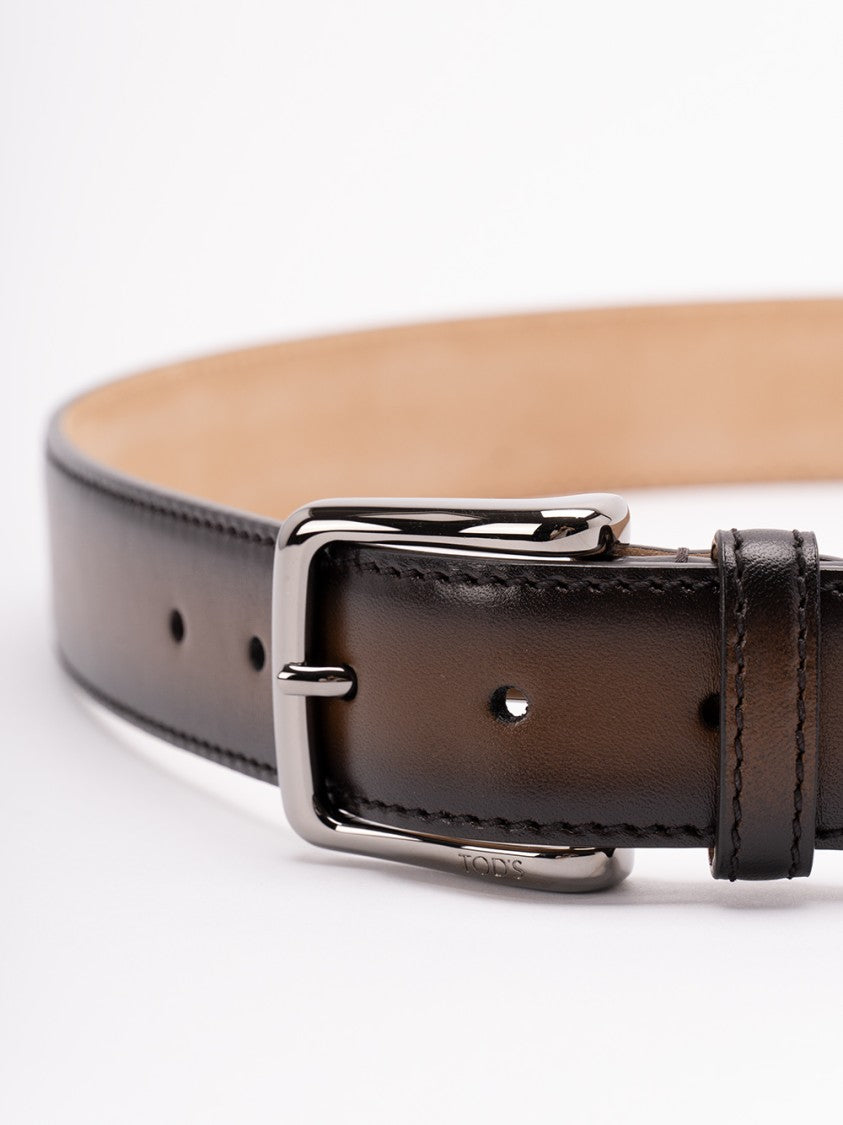 Tod's Calf Leather Belt With Polished Finish