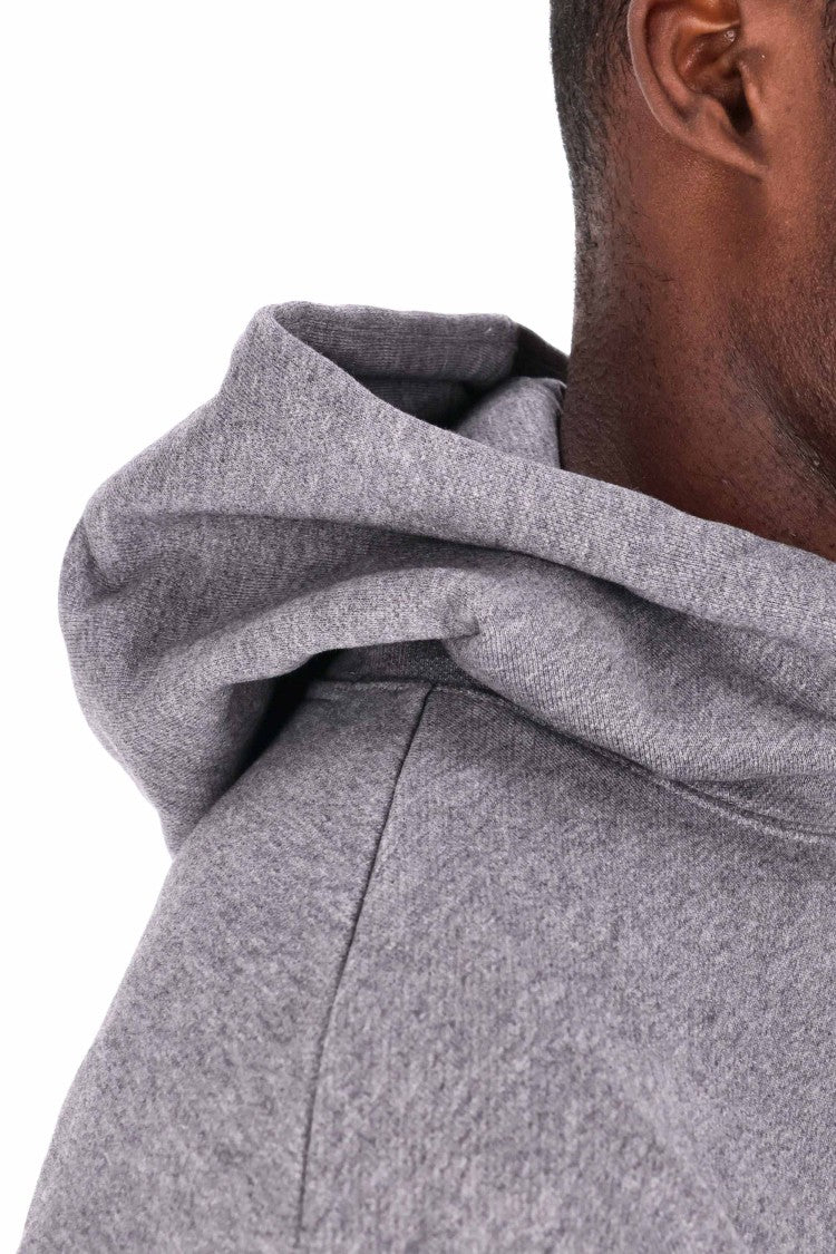 Maison Kitsuné Cropped Grey Hoodie With Drawstring Hood And Bold Logo