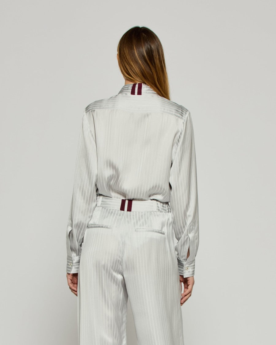 Serena Bute Satin Stripe George Shirt - Silver