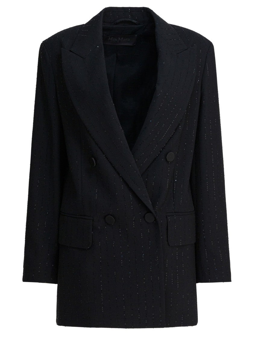 Max Mara Tailored Double-Breasted Jacket With Vertical Pinstripe Detail
