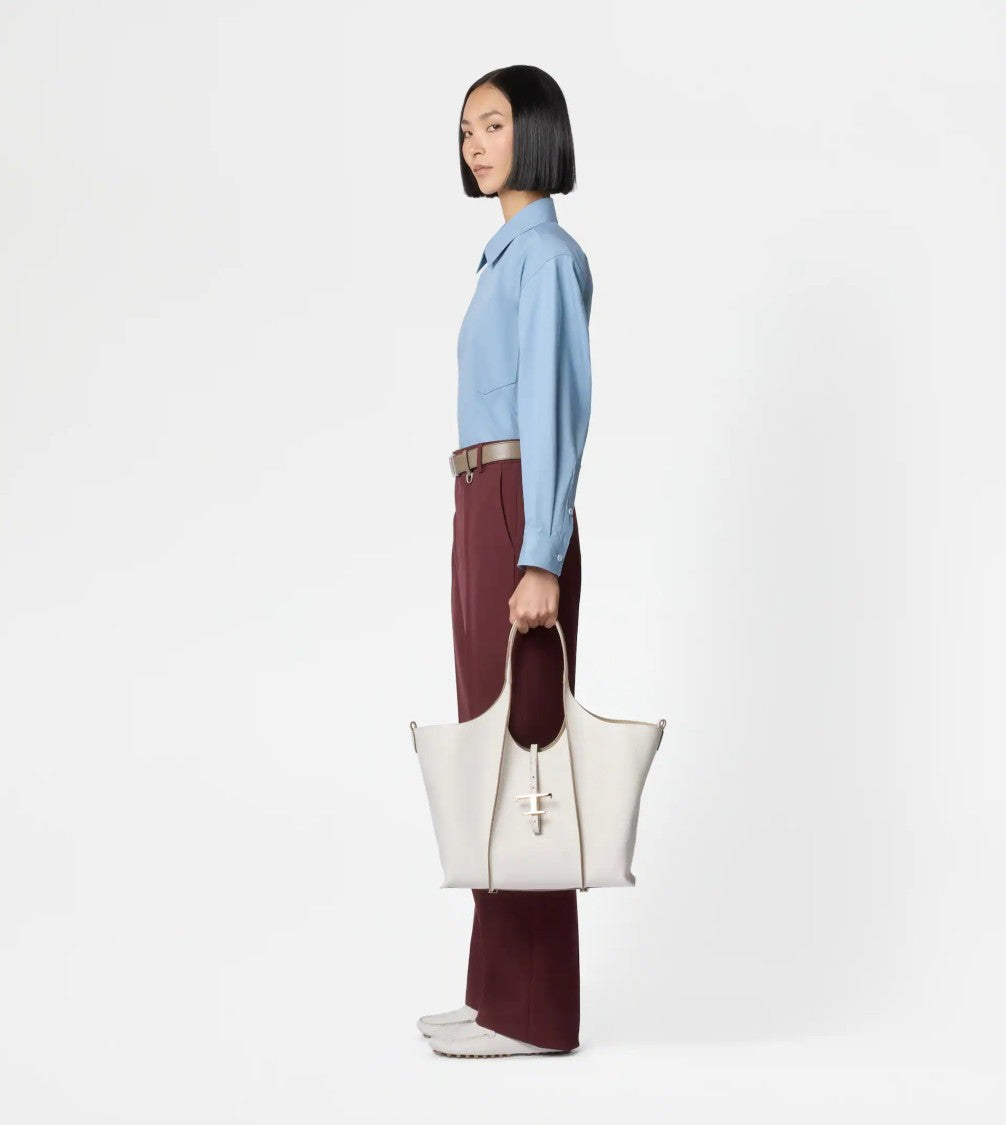 Tod's White Tsb Shopping Pend. T Medium Bag
