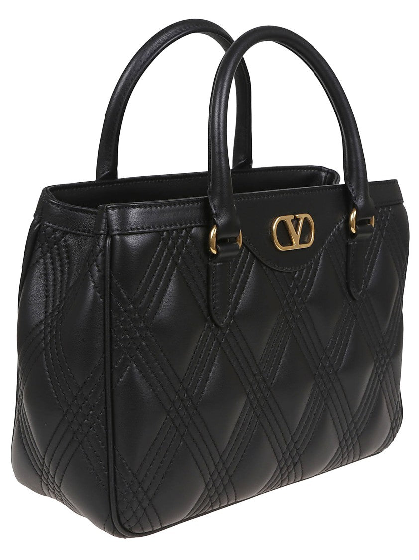 Valentino Garavani Diamond-Quilted Black Calfskin Shoulder Bag