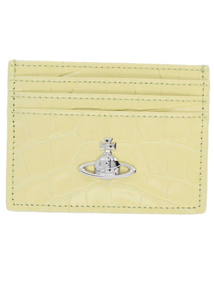 Vivienne Westwood Orb Emblem Textured Calf Leather Card Holder