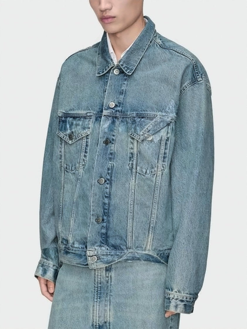 Maison Margiela Faded Blue Oversized Cotton Denim Jacket