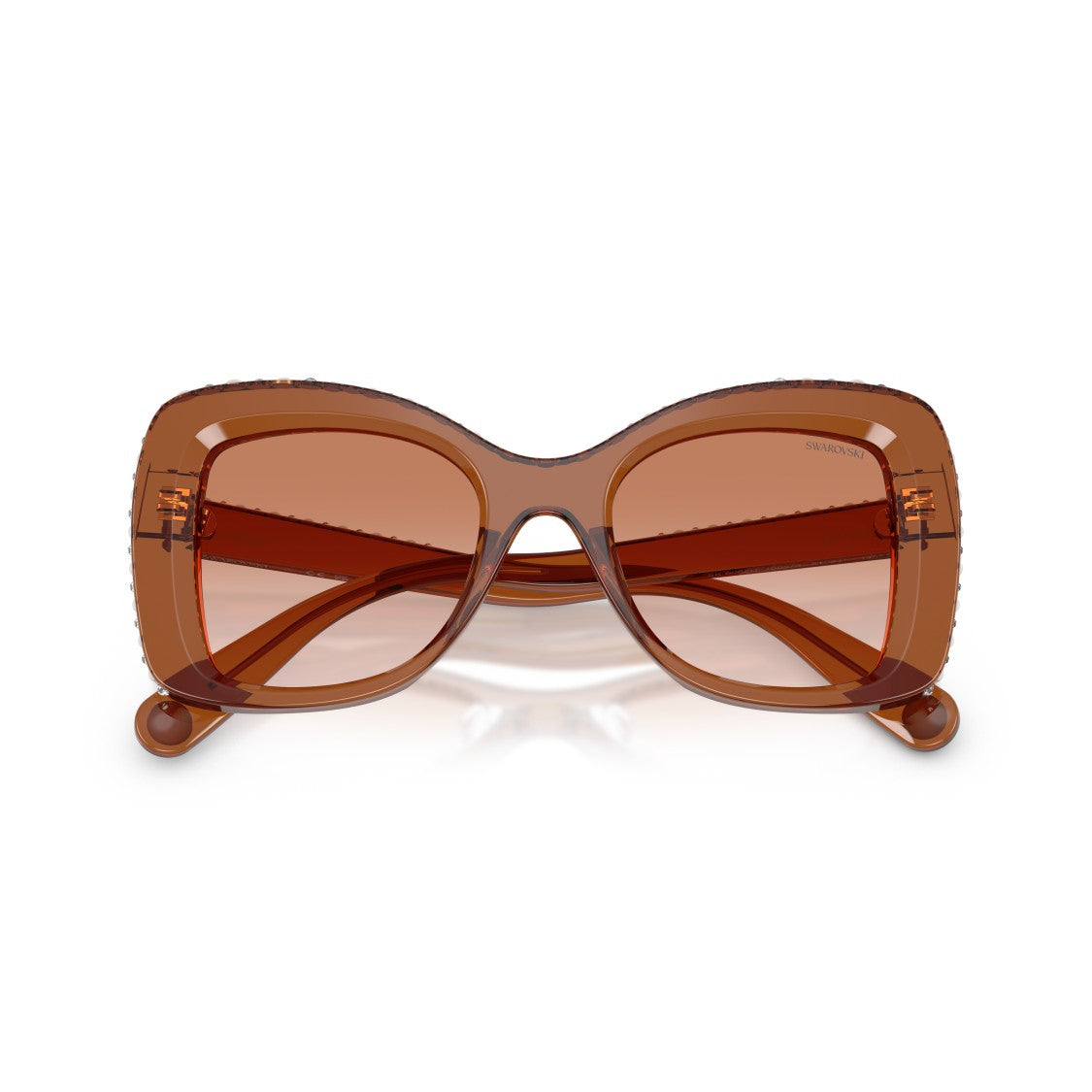 Swarovski 0Sk6062u Translucent Brown Acetate Sunglasses With Crystal Accents