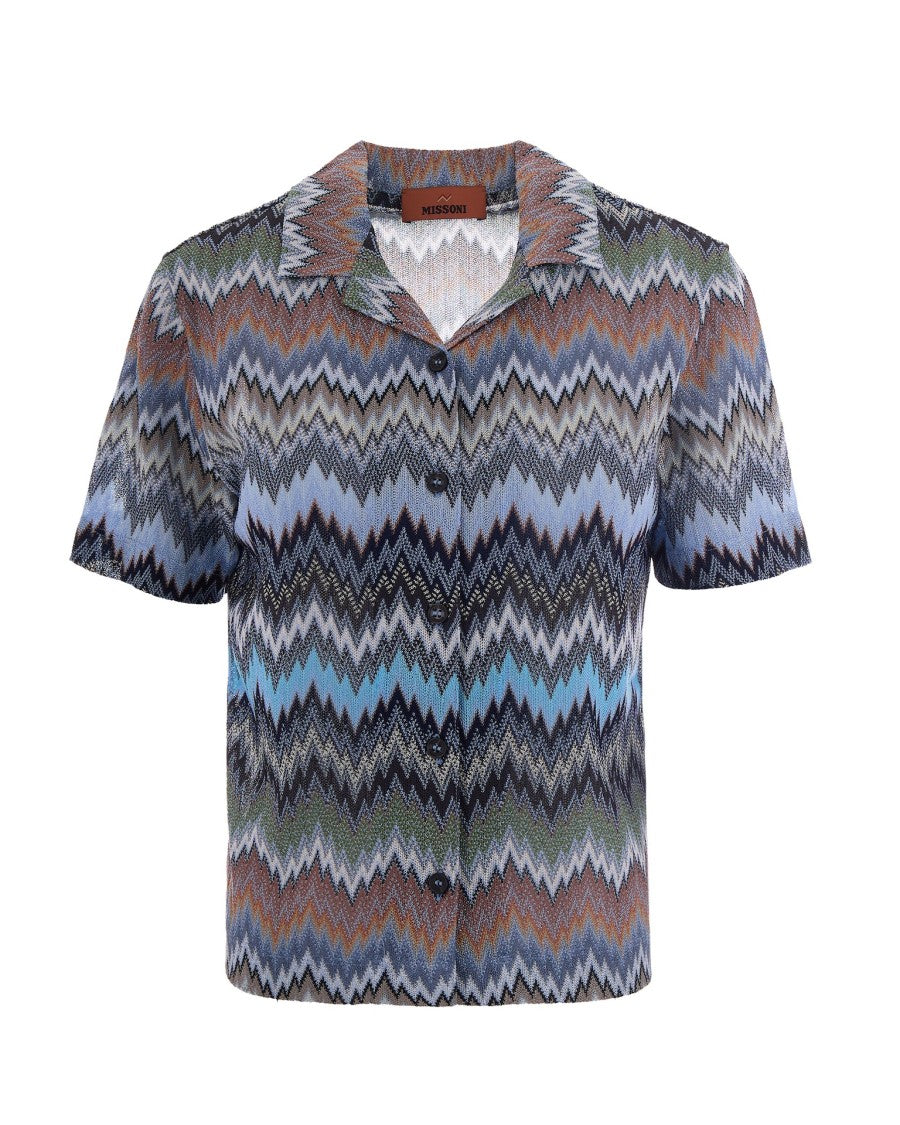 Missoni Chevron Viscose Bowling Shirt With Snakeskin Motif