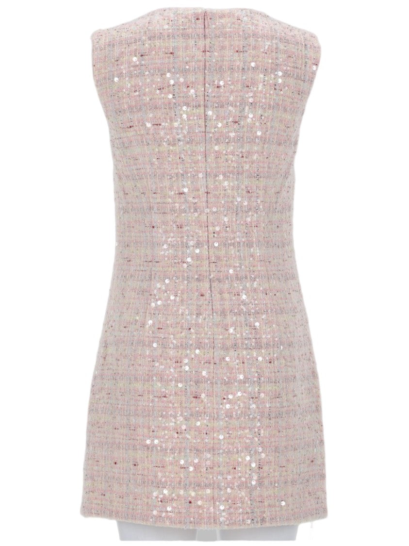 Self-Portrait Sleeveless Tweed Jeweled Bows Dress